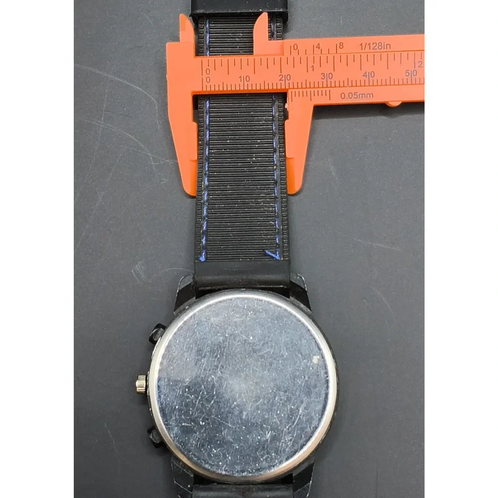 Sanwood Black/Blue Unisex Watch Black Buckle Band Round Face Blue Numbers #W5509